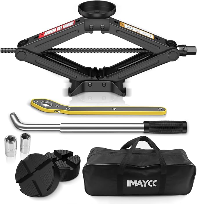 IMAYCC Car Jack Kit 2.5 Ton/5512 lbs, Universal Scissor Jack for Car with Rubber Jack Pad, Portable Tire Jack Changing kit with Lug Wrench,Car Emergency Kit for Car SUV MPV