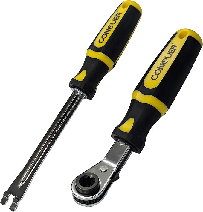 CONQUER Automatic Slack Adjuster Tools, 5/16" Brake Adjustment Tool Ratcheting Wrench Air Brake System Adjustment Wrench Tools Set for Semi Truck Big Truck Trailers(2-Piece)
