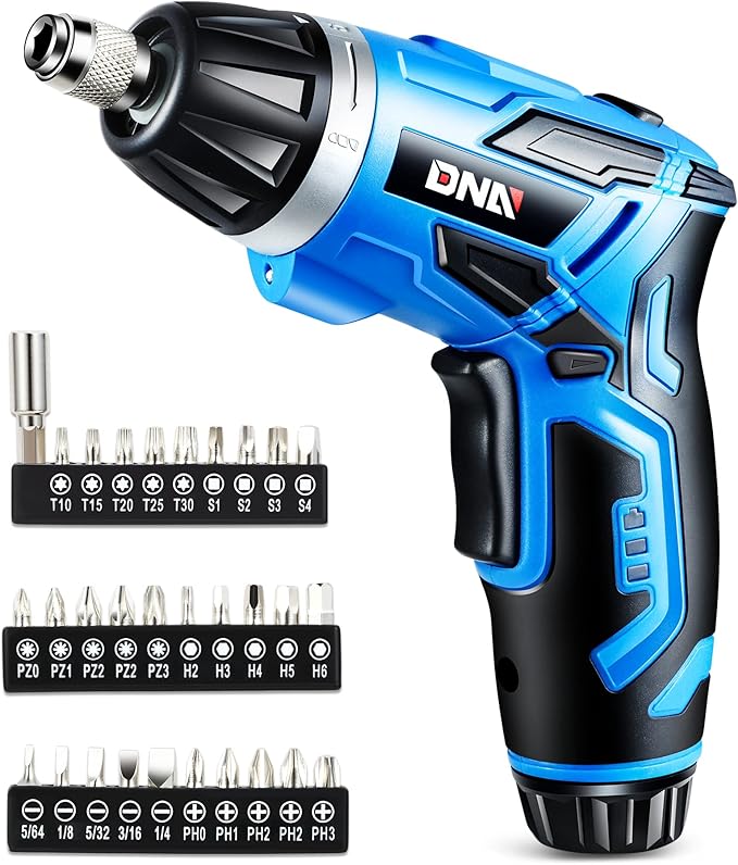 ‎DNA MOTORING TOOLS-00236 Rechargeable 3.6V Cordless Electric Screwdriver Tool Kit with LED Worklight, Blue