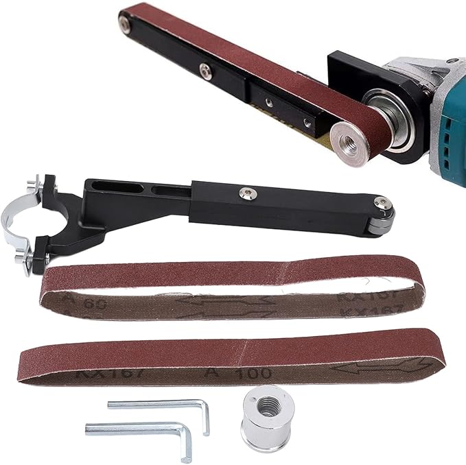 Air Belt Sander Adapter for Model 100 Angle Grinder, Sand Belt Pneumatic Tool Pneumatic Sander Air Inlet Mini Air Belt Grinder Air Tool for Deburring, Sanding and Finishing