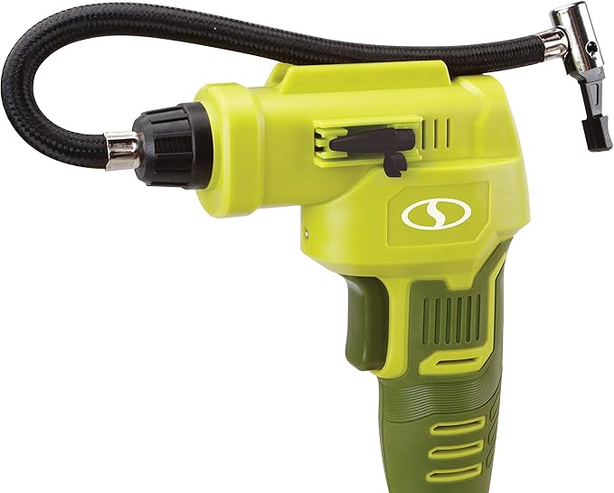 Sun Joe 24V-AJC-AJV-LTE 24V IONMAX High Volume Inflator & Portable Air Compressor Kit, w/ 2.0-Ah Battery + Charger, Storage Bag, 3 Inflation Adapters, and Nozzle Pin Attachments