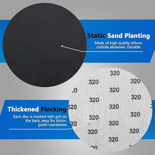 320 Grit 5 Inch Sanding Discs, VIBRATITE 70 Pieces Hook and Loop Wet Dry Sandpaper Round Sand Paper Pads for Orbital Sander Grinding Polishing Finishing
