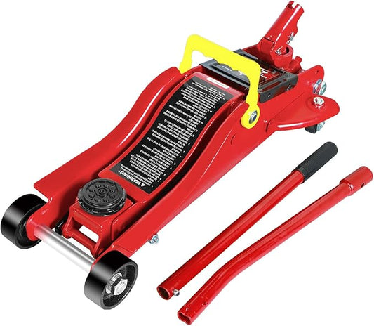 Floor Jack 2.5 Ton (5500 LBs) Hydraulic Low Profile Trolley Car Jack, Lifting Range 3.5" to 14", Fit Use for Automotive Sedans, Red