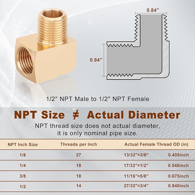 5pcs 1/2” Brass Fittings 90 Degree Barstock Street Elbow 1/2" NPT Male Pipe to 1/2" NPT Female Pipe 1/2 NPT Elbow Forged Brass Pipe Fittings