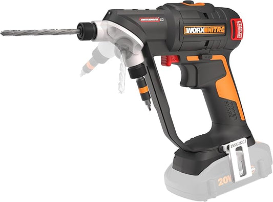 Worx Nitro 20V SwitchDriver 2.0, 2-in-1 Brushless Cordless Drill Driver, 2-in-1 Drill Set Rotatable Dual 1/4" Chucks, Compact Cordless Drill with Digital Torque Setting WX177L.9 – (Tool Only)