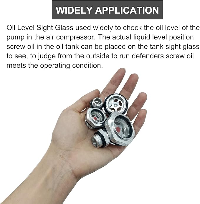5 Pcs Oil Sight Glass 1/4'' 1/2'' 3/4'' 3/8'' 1'' Male Threaded Stainless Steel Sight Glass Oil Liquid Level Gauge Oil Indicator Window Hydraulic Tank Sight Glass for Pump Air Compressor Fittings