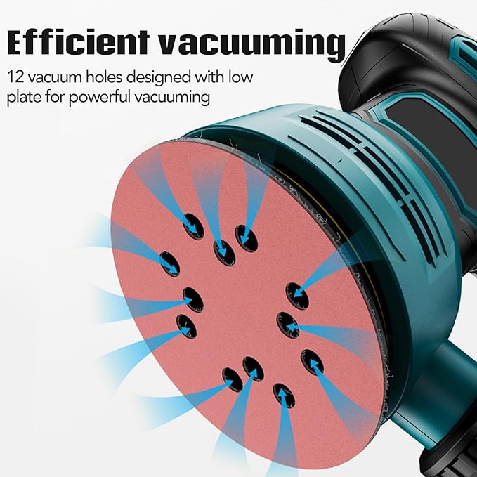 Jadeshay Electric Random Orbital Sander, Eccentric Sander Adjustable 6 Speed for Woodworking, Polishing & Sanding with Enhanced Dust Collection