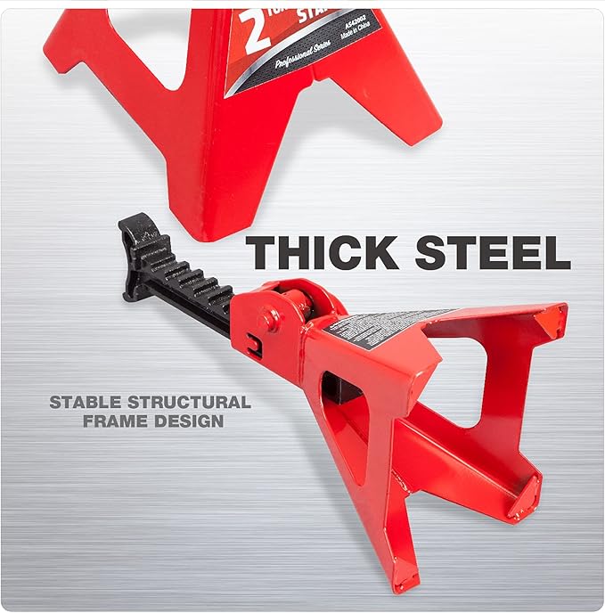 Jack Stands 2 Ton (4,400 LBs) Lifting Car Stand, Fit Use for Cars Automotive Small Vehicles, Red, 2 Pack