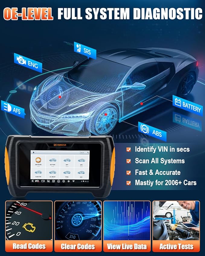 Bidirectional Scan Tool, Automotive Scanner Diagnostic Tool with ECU Coding, All Systems Scanner for Car, 3-Year Updates, 17+ Resets, ABS Bleed, Oil/SAS/TPMS/EPB Reset