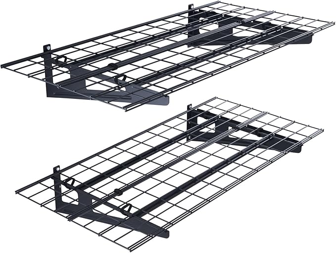VEVOR 2 x 4 ft Garage Shelving Wall Mounted, 2 Pack Heavy Duty Garage Wall Shelves 500lbs Capacity, Garage Storage Rack Floating Shelves for Shop, Shed, Garage Storage