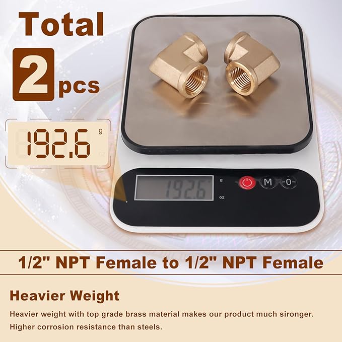 2pcs 1/2” Brass Fittings 90 Degree Barstock Street Elbow 1/2" NPT Female Pipe to 1/2" NPT Female Pipe 1/2 NPT Female Elbow Forged Brass Pipe Fittings