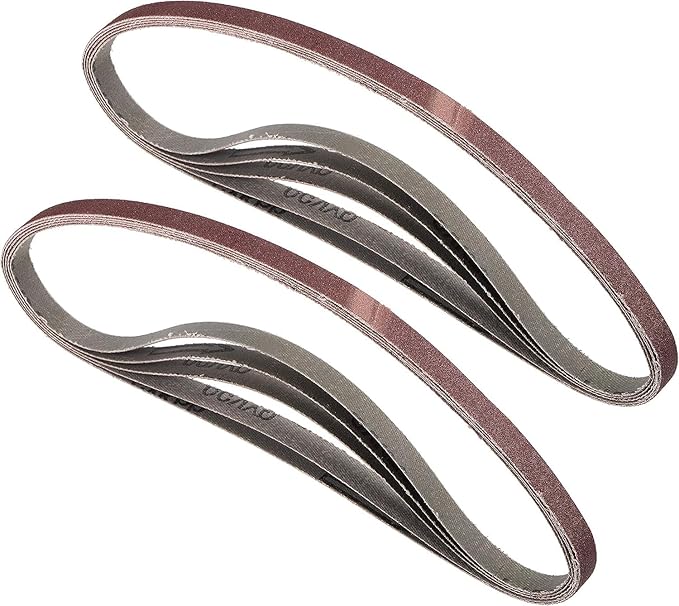 10 Pack 3/8 x 21 inch Sanding Belts 120 Grit Sanding Paper, Aluminum Oxide Abrasive Sander Belts for Metal Grinding Woodworking