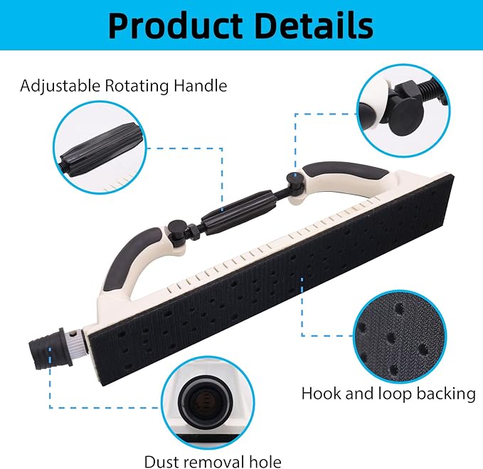 2-3/4" x 15-3/4" Sanding File Block, Adjustable Radius Flex Longboard Hand Sanding Block with Hook & Loop Backing, Dust Free Longboard Sander for Auto Body Ship Wood Grinding