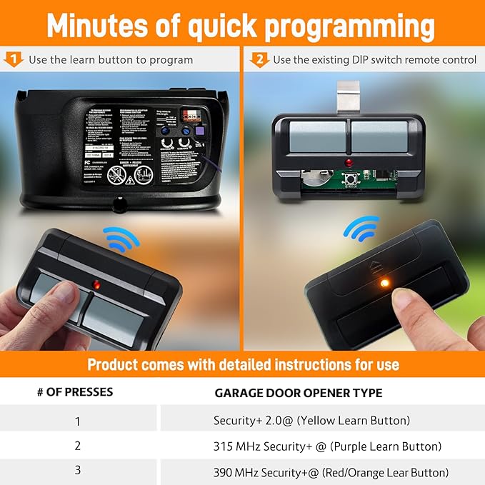 892LT for Liftmaster Garage Door Opener Remote, Garage Door Remote for Chamberlain, Craftsman, Dip Switch, 2-Button Security+ 2.0 Learning Remote Control Replaces 972lm 372lm 62lm- 1Pack