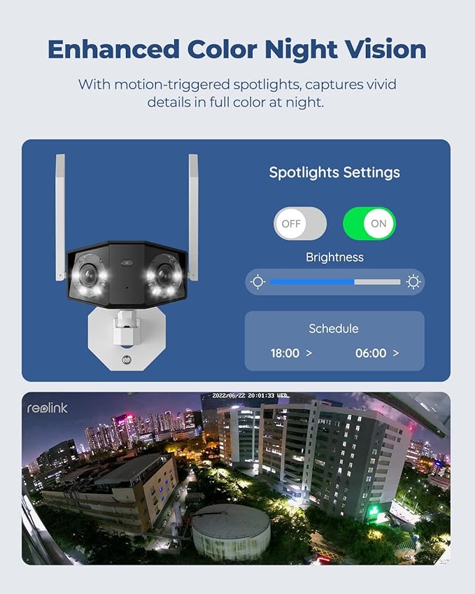 REOLINK 4K WiFi Security Camera with Ultra-Wide Angle, 2.4/5GHz Plug-in Outdoor Camera, Smart Human/Vehicle/Pet Detection, Color Night Vision, Two-Way Talk, IP67 Waterproof, Duo 2 WiFi
