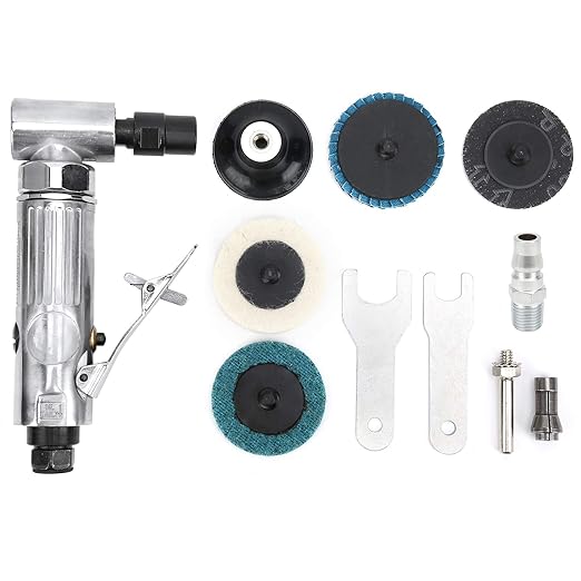 Mini Air Sander, AG‑315BS Right Angle, 20000-25000rpm Ball Bearing Construction Pneumatic Grinding Polishing Tool with Emery Disk for Auto Body Work(Japanese Connector)