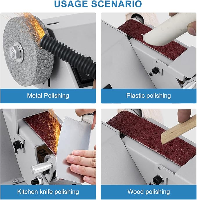 Mini Electric Belt Sander 1.18 x 13 inch Adjustable Angle Small Sanding Belt Machine 120W for Household Knife Sharpening, DIY Wood Crafts Metal Stone Plastic Grinding and Polishing