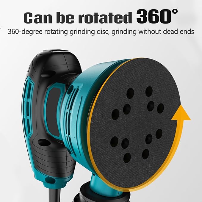 Jadeshay Electric Random Orbital Sander, Eccentric Sander Adjustable 6 Speed for Woodworking, Polishing & Sanding with Enhanced Dust Collection