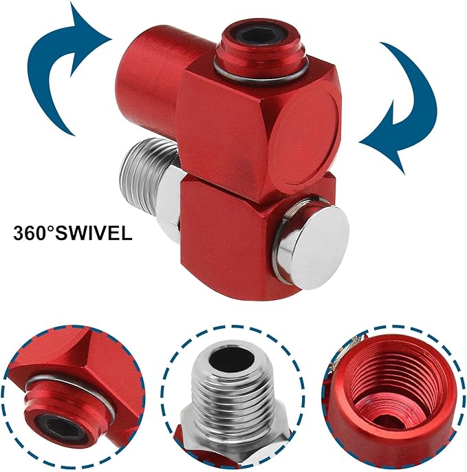 The Lord of the Tools 2PCS 1/4 Inch NPT 360 Degree Swivel Air Hose Connector DYWX01 Air Fitting Pneumatic Tool Adapter for Grinders Sanders Drills