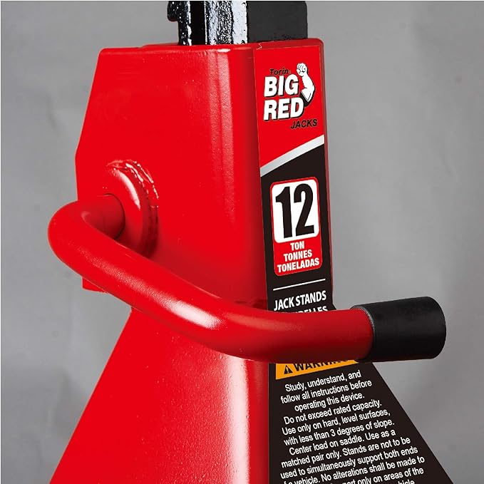 BIG RED T41202 Torin Steel Jack Stands: 12 Ton (24,000 lb) Capacity, Red, 1 Pair
