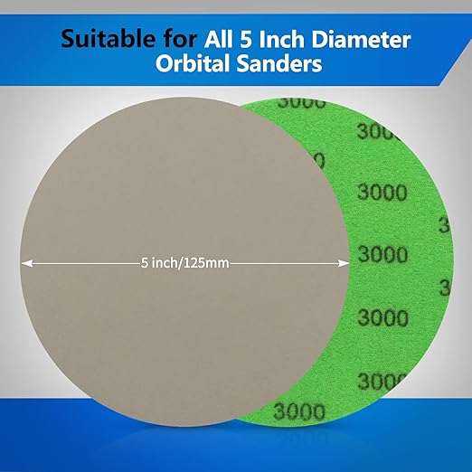 3000 Grit 5 Inch Sanding Discs, VIBRATITE 70 Pieces Hook and Loop Wet Dry Sandpaper Round Sand Paper Pads for Orbital Sander Grinding Polishing Finishing