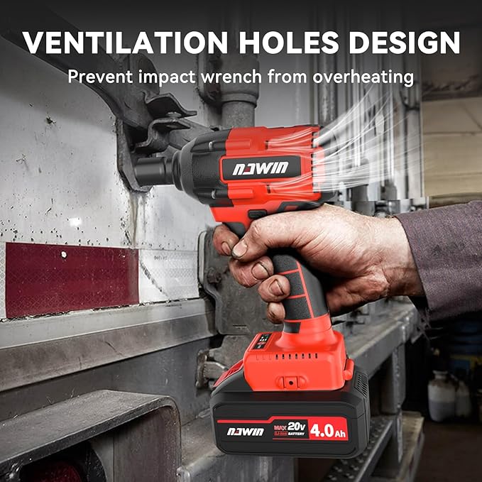 NAWIN Cordless Impact Wrench,Multi-Speed Adjustment Cordless Electric Impact Wrench with Led Light, 240 Ft& 320N Power. Impact Socket Set 1/2 Drive,20V Impact Wrench With 4.0Ah Battery, Fast Charger