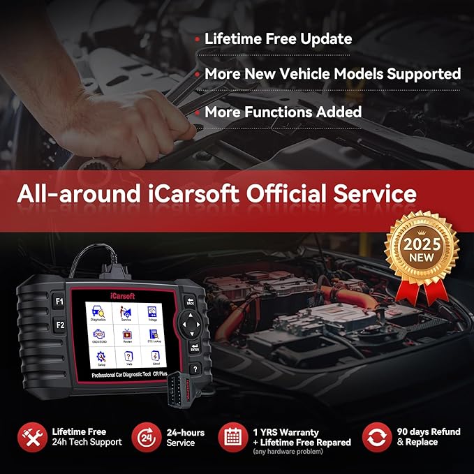 iCarsoft CR Plus OBD2 Scanner Diagnostic Tool, Code Reader for ABS Transmission Engine Airbag System. Car Scan Tool with EVAP and O2 Sensor Test,On-Board,Freeze Frame,Oil Reset-2025-Free Update