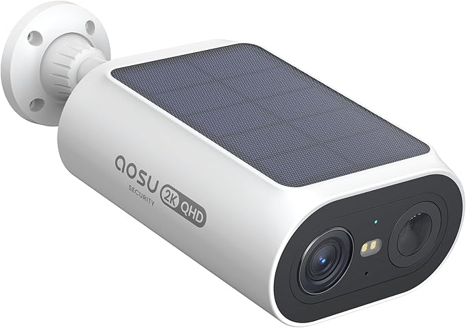 AOSU Solar Security Cameras Wireless Outdoor, 2Mins DIY Installation 2K Color Night Vision Cameras for Home Security, Requires Homebase, Homebase Supports Up to 4 Cams