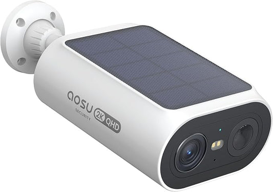 AOSU Solar Security Cameras Wireless Outdoor, 2Mins DIY Installation 2K Color Night Vision Cameras for Home Security, Requires Homebase, Homebase Supports Up to 4 Cams