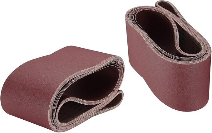 uxcell 10pcs 6" x 89" Sanding Belts 180 Grits Aluminum Oxide Abrasive Belt Sander Paper Sanding Papers for Metal Wood Grinding Polishing, Reddish Brown
