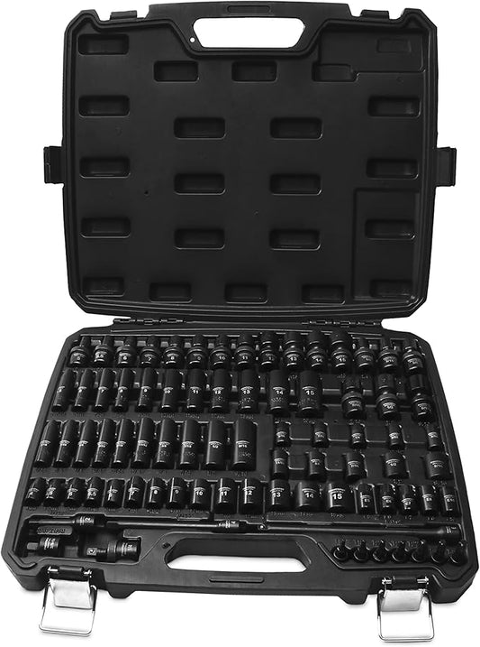TIGHTSPOT 1/4" Drive 80pc Impact Socket MASTER SET, our Most Complete Set Ever with SAE & Metric from 3/16 Inch - 9/16 Inch, 4mm - 15mm, Standard/Deep/Universal & Torx & Inverted Torx Sockets & More