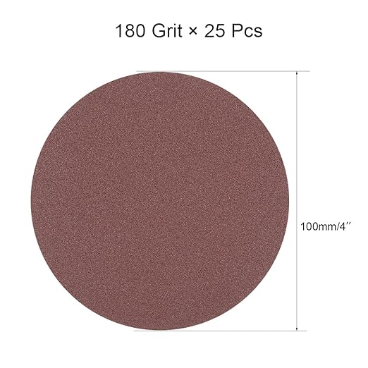 uxcell 25Pcs 4 Inch Hook and Loop Sanding Disc 180 Grits Flocking Sandpaper for Random Orbit Sander Brown