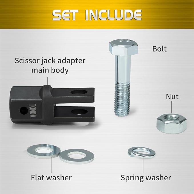 TONDA Scissor Jack Drill Adapter for 1/2 Inch Impact Wrench or 13/16 Inch Lug Wrench