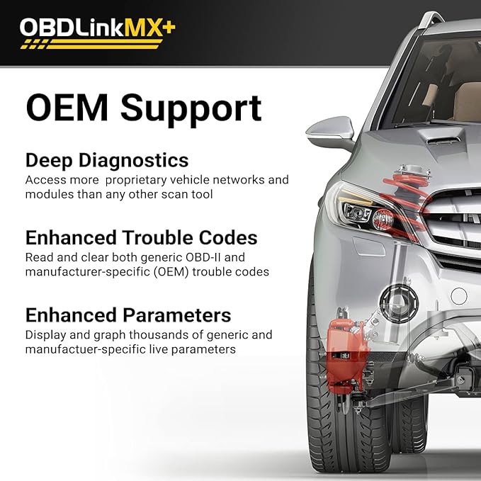 OBDLink MX+ OBD2 Bluetooth Scanner for iPhone, Android, and Windows