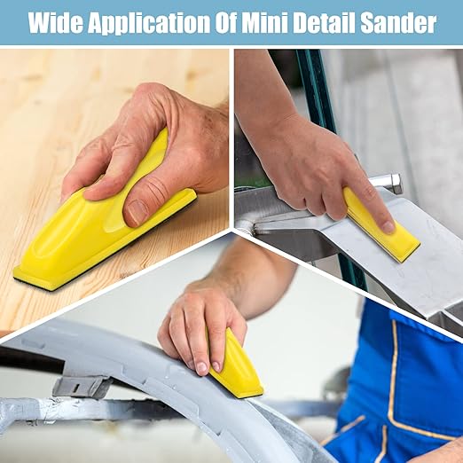 2+70 Pcs Mini Detail Sander, Finger Sanders for Wood Micro Sander for Detail Work Finger Sander for Crafts Small Projects, Include 40 60 80 120 150 220 400 Grit Sandpaper