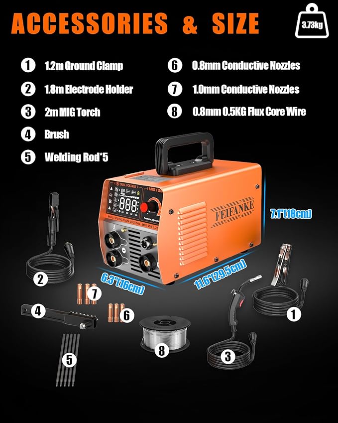 MIG Welder 135A 110V Flux Core Welding Machine IGBT Inverter Welder Single Voltage Gasless MIG Welding Machine
