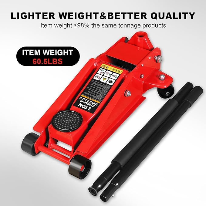 BIG RED Torin Hydraulic Floor Jack: Ultra-Lightweight with Dual Pump Quick Lift, Heavy Duty Steel, Convenient for Daily Use, 3 Ton (6,000 lbs Capacity)