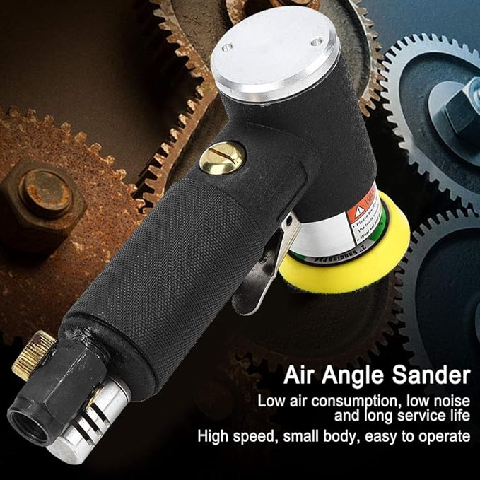 Air Sander, Detail Sander, Mini Air Angle Sander 90° Pneumatic Polishing Grinding Machine with 2inch 3inch Sanding Pad Air Grinder Pneumatic Sander for Hardware Furniture Automobiles
