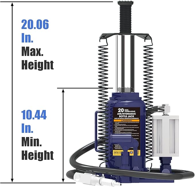 BIG RED 20 Ton (40,000 LBs) Torin Pneumatic Air Hydraulic Car Bottle Jack for Auto Repair and House Lift, Blue, ATA92006UR