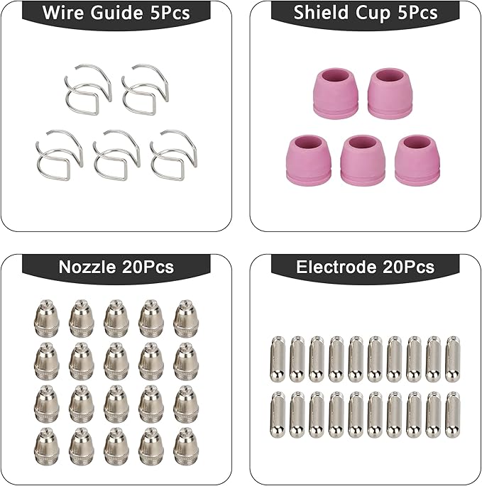 AG60P Plasma Cutter Consumables Cutting Torch Tip Nozzles Kit 50pcs For BTC500DP, BTC650DP