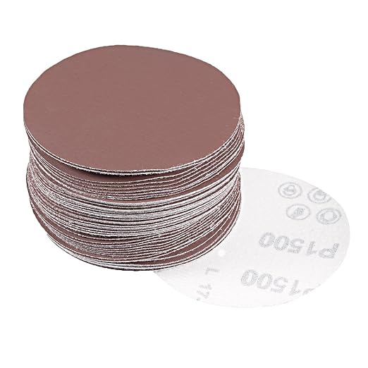 uxcell 50Pcs 4 Inch Hook and Loop Sanding Disc 1500 Grits Flocking Sandpaper for Random Orbit Sander Brown
