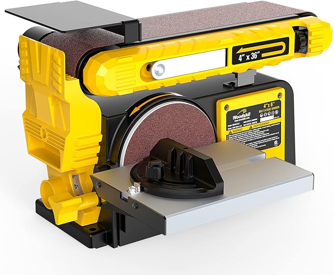 4.5-Amp Belt Disc Sander Combo, 4 x 36 in. Belt and 6 in. Disc Sander with 3/4HP Motor, Belt Sander for Woodworking with Base, Bench Sander Upgraded Model