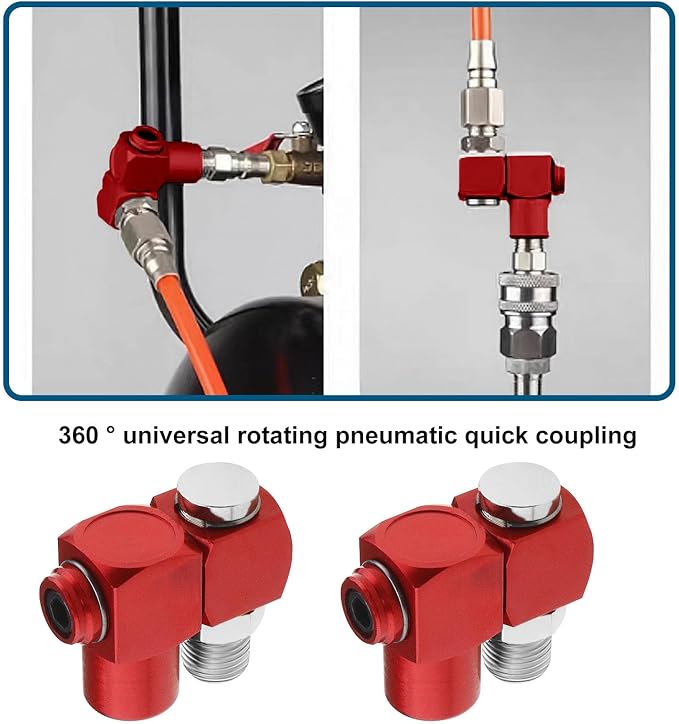 The Lord of the Tools 2PCS 1/4 Inch NPT 360 Degree Swivel Air Hose Connector DYWX01 Air Fitting Pneumatic Tool Adapter for Grinders Sanders Drills