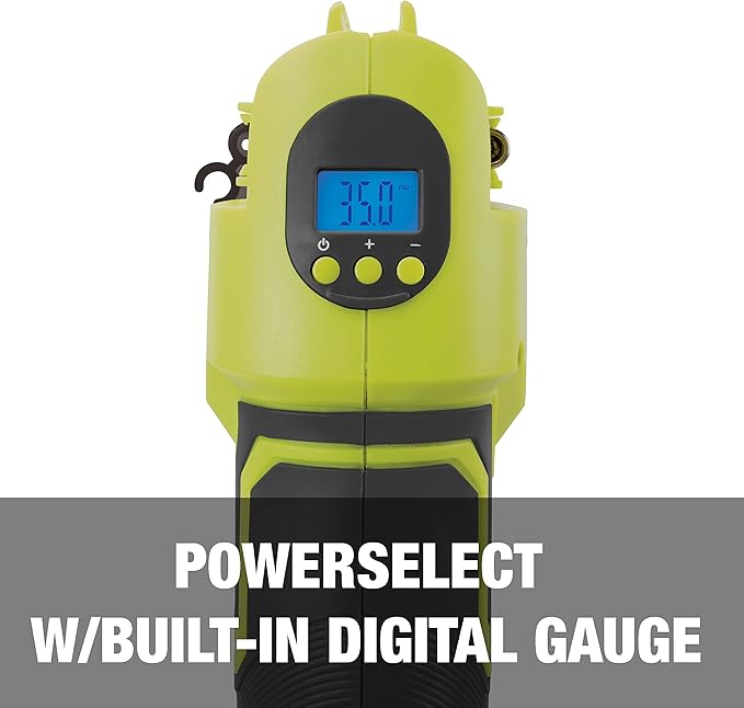 Auto Joe 24V-AJC1-LTE-P1 24-Volt IONMAX Cordless Portable Air Compressor Kit, w/ 2.0-Ah Battery, Charger, Storage Bag, and Nozzle Adapters, Green