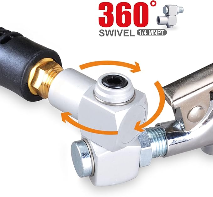 Air Hose Fittings, 3 Pieces 360 Degree Swivel Air Hose Connectors, 1/4" NPT Male and Female Threads Air Fittings