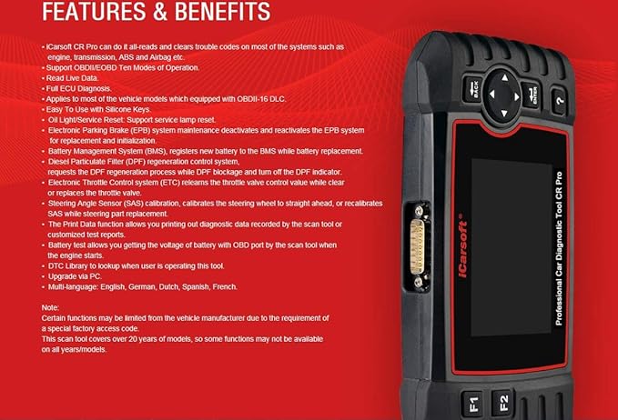 iCarsoft CR Pro Diagnostic Scan Tool,Professional Multi-Brand Multi-System Car Diagnostic Tools