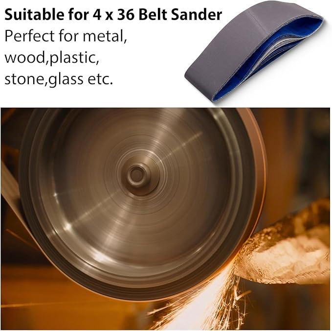 4 x 36 Inch Sanding Belts, Silicon Carbide Knife Sharpening Sanding Belt, 4 Pcs Each of 600, 800, 1000 Grits Sanding Belt for Belt Sander, 12 Pack