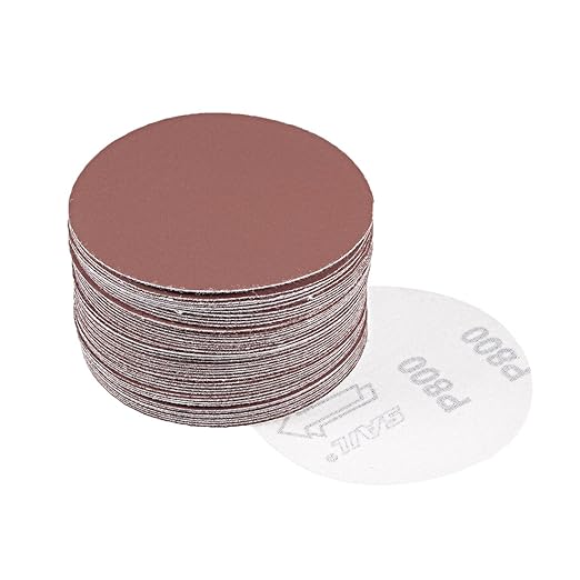 uxcell 50Pcs 4 Inch Hook and Loop Sanding Disc 800 Grits Flocking Sandpaper for Random Orbit Sander Brown