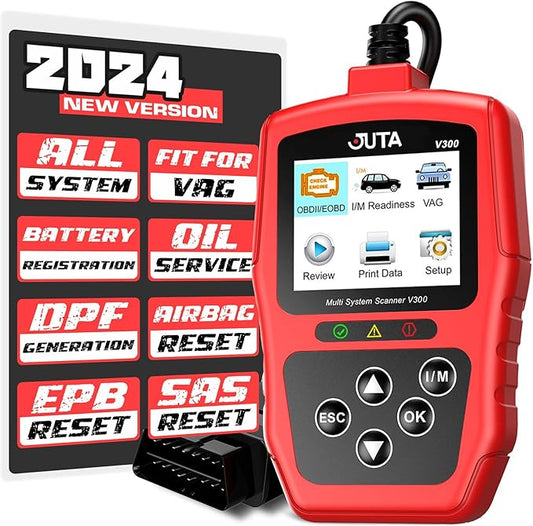 JUTA V300 OBD2 Diagnostic Tool Fit for Audi Volkswagen VW Skoda Seat Full Systems OBD-II Scanner Code Reader with Oil Reset Battery Registration EPB SAS SRS TBA