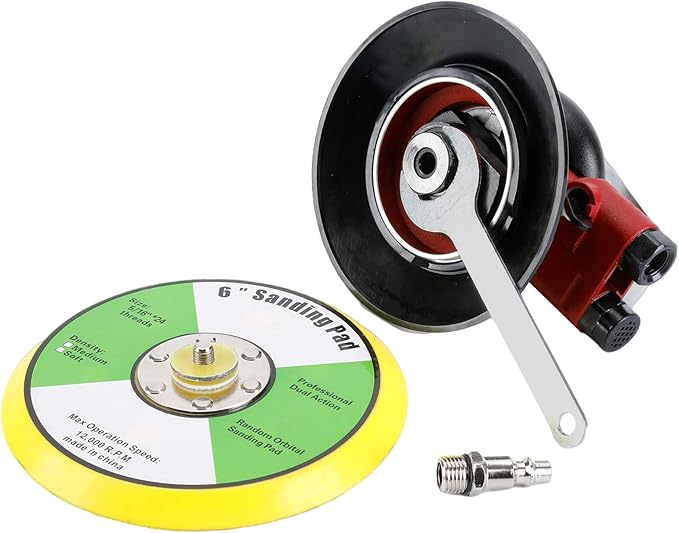 Professional Air Random Orbital Palm Sander, Heavy Duty Dual Action Pneumatic Sander with 1pc Backing Plate (6 inch)